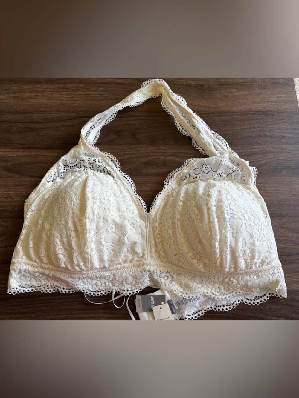 aerie Lace Halter Bralette in Ivory